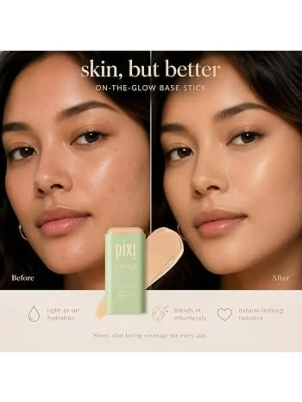 Pixi By Petra On-The-Glow Base Foundation Moisture Stick Beige 0.6 Oz Medium Neu